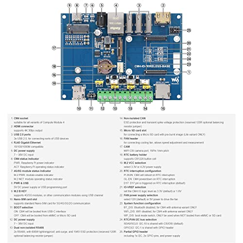 Waveshare Industrial IoT Wireless Expansion Module Designed for Raspberry Pi Compute Module 4 Bundle with 4G Module SIM7600G-H-PCIE 12V 2A Power Adapter and So on(8 Items) | The Storepaperoomates Retail Market - Fast Affordable Shopping