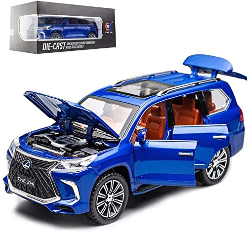 Exquisite car Model 1/24 Lexus 570 Off-Road in Luxury SUV Model Car, Zinc Alloy Pull Back Toy car with Sound and Light for Kids Boy Girl Gift