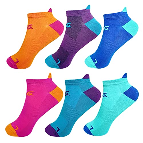 LEAFY BOO Bamboo Low Cut Socks for Women, No Show, Heel Tab Ankle Socks, Sweat Resistant, Moisture Wicking, Fitness, Athletic, Running Socks, Size 5-10, Pack of 6 Pairs