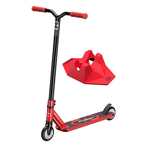 Fuzion X-3 Pro Scooter w Scooter Stand Bundle – Premium Trick Scooters for Kids 10 Years and up – Scooters for Teens (Red & Red)