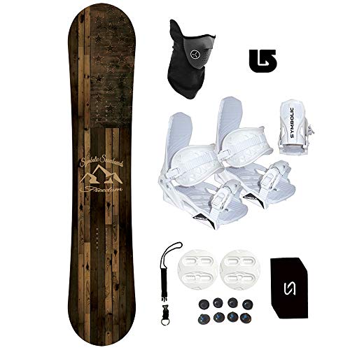 140-167cm Symbolic Freedom 2022 Snowboard +White Bindings Package (Bindings White L/XL Men(fit 9-15), 167cm Wide Hybrid Rocker)