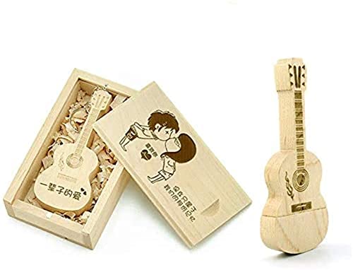 ZLP 64GB Wooden Guitar USB Flash Drive Memory Stick Customization Personalised Engraved Solid Thumb Drivers Storage ​Thumb Disk Novelty Wedding Ceremony Company Christmas Thanksgiving Day Gifts