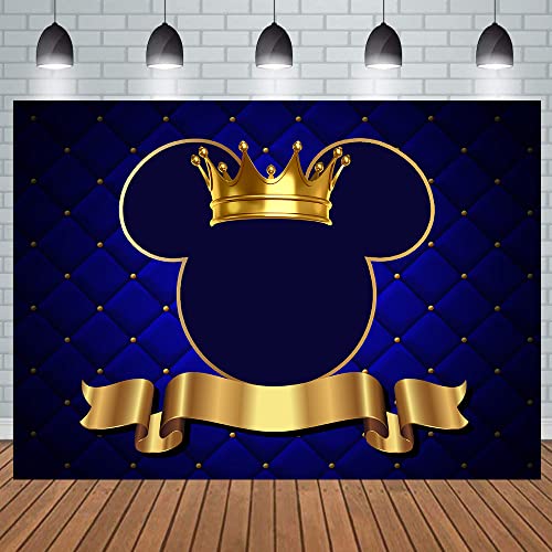 Withu Royal Blue Backdrop Birthday Party Baby Shower Gold Cartoon Prince Boy Photography Background Photo Booth Studio Props Banner Cake Table Decor