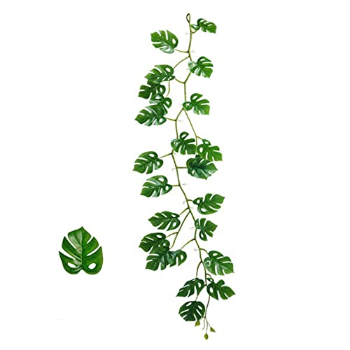 Renococo 3.9 Ft Artificial Hanging Plants Simulation Turtle Leaves Vine Garland Faux Monstera Tropical Palm Leaves Hanging Plants for Home Party Wall Garden Decor