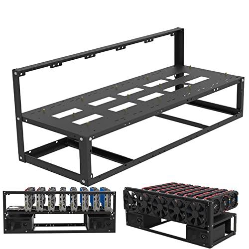 MLLIQUEA Mining Rig Frame for BTC-S37/B75/B85, 8 GPU Motherboard Stackable Steel Open Air Miner Kit, Computer Frame Rig Rack for Mining ETHW/ETC/RVN/Ergo/Beam, Accessories Tools&Test Bench PC Case