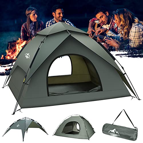 Instant Pop Up Tents for Camping, 4-5 Person 2-3 Person Camping Tent Waterproof with Shelters 30s Setup, Family Dome Instant Tent with Carry Bag for Backpacking, Trip, Hiking, Outing
