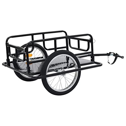 Bike Cargo Trailer, Foldable Bike Cargo Trailer, Bicycle Cart Wagon Trailer ​51.2″ Steel Black