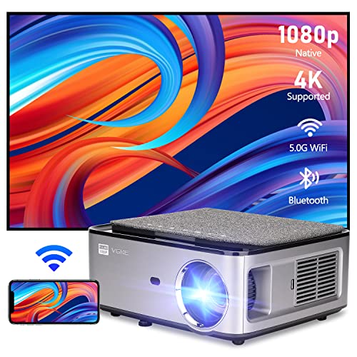 VGKE 1080P WiFi Projector 9000L Full HD Native 1920×1080P Projector, Support 4D Keystone Correction, Zoom, LCD LED Home&Outdoor Video Projector for iOS/Android/PS5