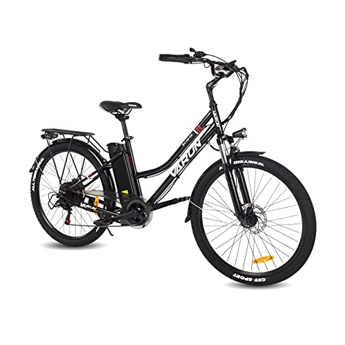 Electric Bicycle for Adult 26 Inch Woman and Men with 350W Motor 32km/h 36V 10.4Ah(360Wh) City Commuter Electric Bike Removable Lithium Battery with Shimano 7 Speed Gearbox E-Bike (Black), BKXB-02