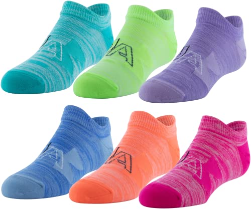 Under Armour Youth Essential 2.0 Lightweight No Show Socks, 6-Pairs , Electro Pink/Electro Tangerine/Electro Pink , Small