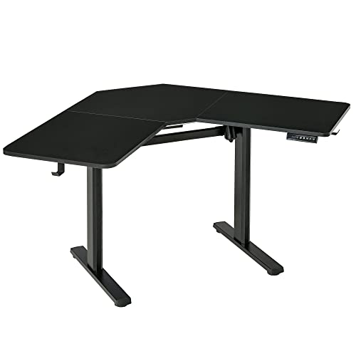 Vinsetto 65.75″ Adjustable Height Standing Desk, V-Shaped Computer Desk Workstation for Home, Office, Black