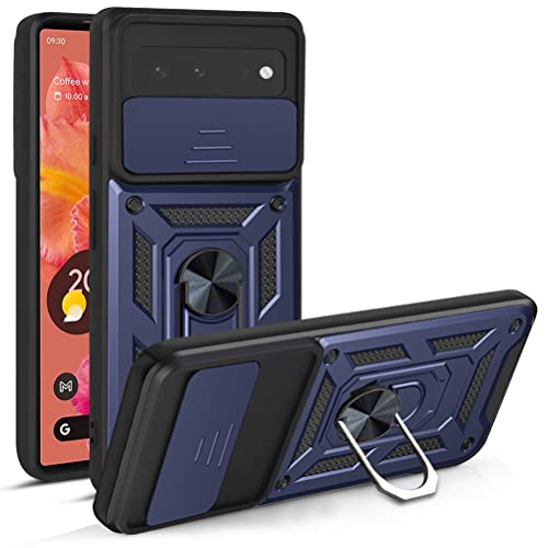 Paton Designed for Google Pixel 6 Case, Heavy Duty Military Grade Protection Pixel 6 5G Case with Magnetic Kickstand, 15ft Drop Tested Shockproof Cover Case for Pixel 6. (Blue)