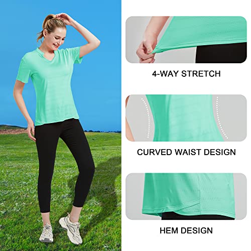 IGEEKWELL Women’s Golf Polo Shirts UPF Sun Protection Short Sleeve V-Neck Collarless Tennis Running Sports T-Shirts Lakegreen | The Storepaperoomates Retail Market - Fast Affordable Shopping