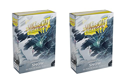 Dragon Shield Bundle: 2 Packs of 60 Count Japanese Size Dual Matte Card Sleeves – Matte Snow