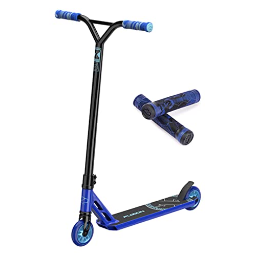 Fuzion X-5 Pro Scooter w/ Extra Grips Bundle – Premium Trick Scooters for Kids 8 Years and up – Scooters for Teens (Blue)