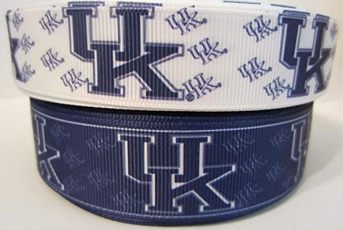 Grosgrain Ribbon 4 Yards Mixed LOT UK University Kentucky Wildcats Printed are for Hair Bows Crafts Gifts and More.