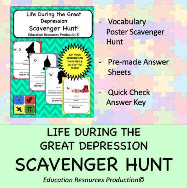Life During Great Depression Scavenger Hunt Activity