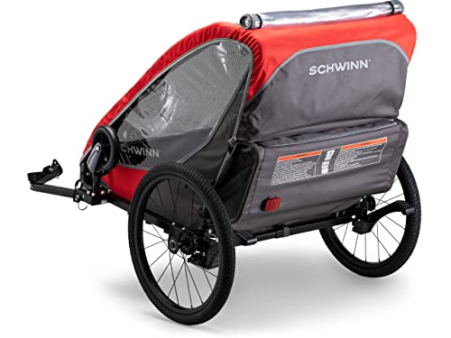 Schwinn Summit Deluxe Kids Double Bike Trailer, Child Carrier Seats 2 Riders, Max Weight 87lbs, Converts to Stroller, 20-Inch Wheels, Red | The Storepaperoomates Retail Market - Fast Affordable Shopping