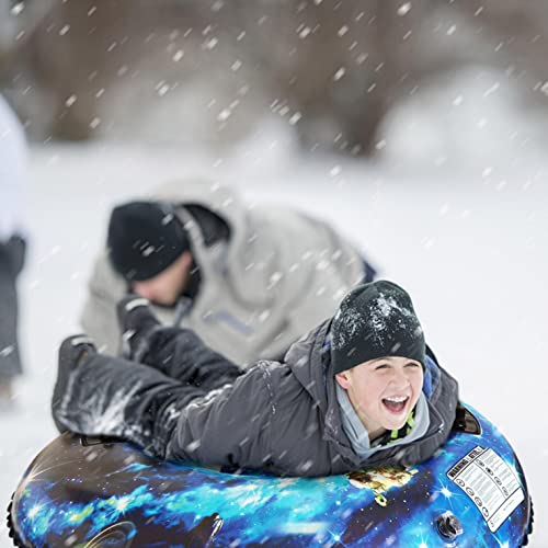 WQDeydsal Snow Tube, 47.2 Inch Heavy Duty Snow Sleds, Inflatable Heavy Duty Snow Sleds Leisure Winter Inflatable Snow Tube, Snow Toys for Winter Fun Heavy Duty Snow Sleds for Kids Adults (A)
