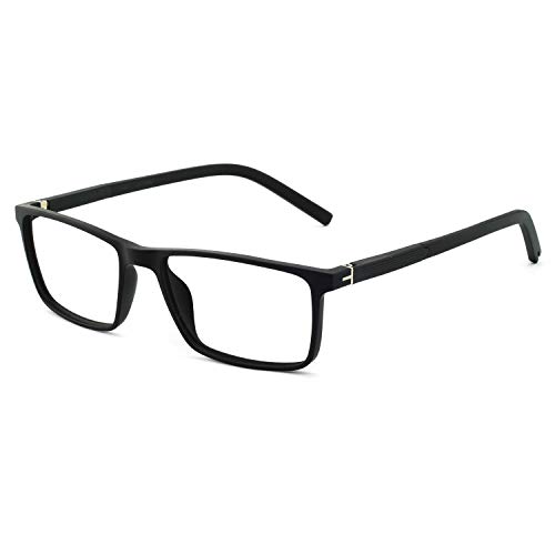 OCCI CHIARI Blue Light Glasses Men Classic Rectangle Computer Eyewear Clear Lenses Small Square Frame Reduce Eyestrain(2106-Black)