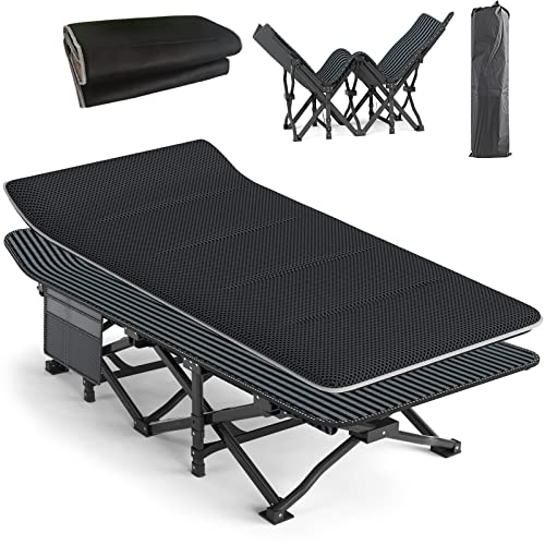 ATORPOK Camping Cot for Adults with Cushion Comfortable, Tent Folding Cot for Sleeping, Lightweight Folding Bed with Carry Bag for Kids Supports 450 lbs