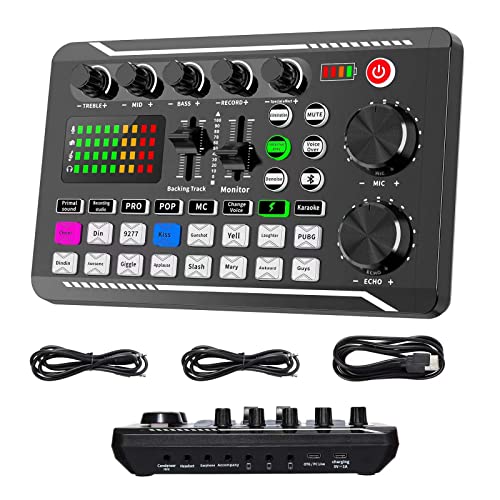 Professional Audio Mixer, SINWE Live Sound Card and Audio Interface with DJ Mixer Effects and Voice Changer,Podcast Production Studio Equipment, Prefect for Streaming/Podcasting/Gaming