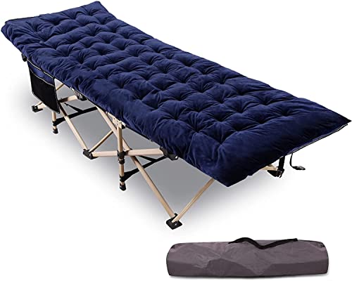 REDCAMP Folding Camping Cots with Thicker Cot Pads for Adults Heavy Duty, 28″ Extra Wide Sturdy Portable Sleeping Cot for Camp Office Use