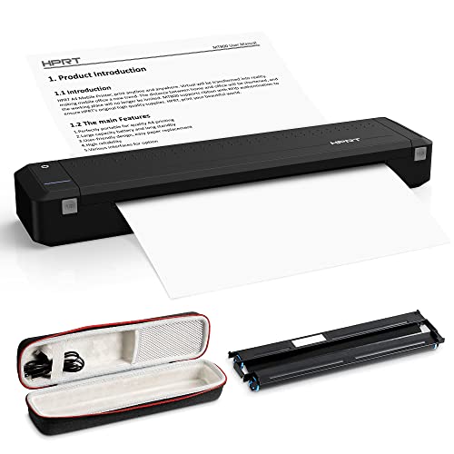 HPRT Wireless Bluetooth Portable Printer+Case+Ribbon 3 in 1 by Thermal Transfer MT800 for Travel Printer Compatible with Android and iOS Phone, Support 8.5″ X 11″ US Letter & A4 Size Paper