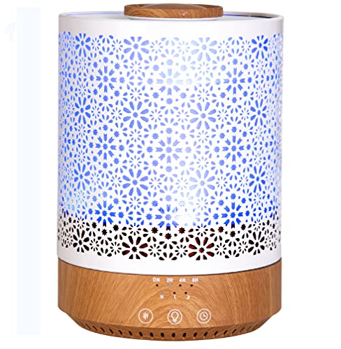 BlueHills 2500 ML Humidifier with Essential Oil Diffuser Combo Aroma Home Décor Design for Large Bed Bath Kids Baby Living Rooms Big Capacity LED Lights Scent Ultrasonic Cool Mist Wood Grain F006