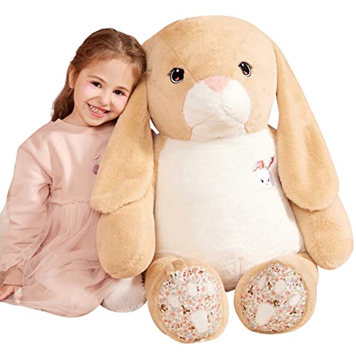 IKASA Giant Rabbit Stuffed Animal Plush Toy,Large Cute Jumbo Bunny Soft Toys,Huge Big Size Fluffy Plushy Fat Oversized Plushie,Gifts for Kids Girls Boys Girlfriend (Light Brown, 30 inches)