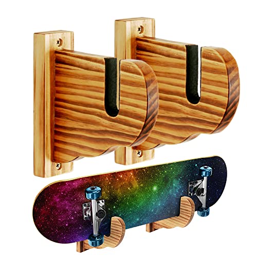 BIJUN Skateboard Wall Mount, Longboard Hanger Shelf Display Rack, for Fits Skateboard, Longboard, Skis, Snowboards, Water Skis and Electric Skateboard (Retro)