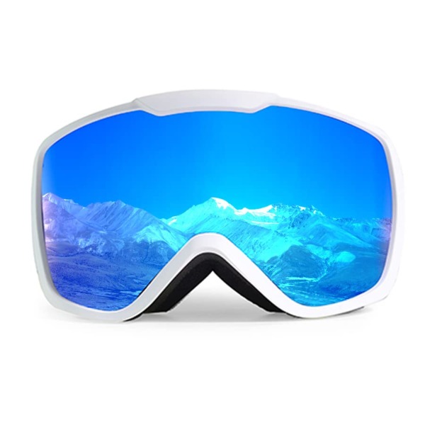 Double-Layer Ski Goggles, Pro Skiing Lens Anti-Fog Ski Mirror Snow Snowboard Goggles,100% UV400 Protection with TPU Frame,Motorcycle Wind Goggles for Men & Women (Blue)