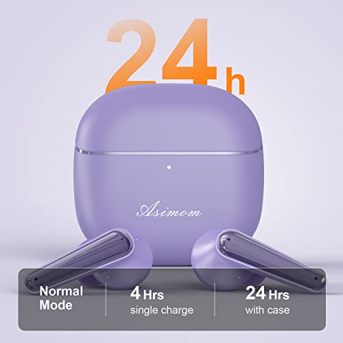ASIMOM NC72 Active Noise Cancelling Wireless Earbuds, ANC Bluetooth Earbuds with 6-Mic Clear Call, True TWS, Multi-Mode, Deep Bass, Bluetooth 5.2, Compact Charging Case-Purple | The Storepaperoomates Retail Market - Fast Affordable Shopping