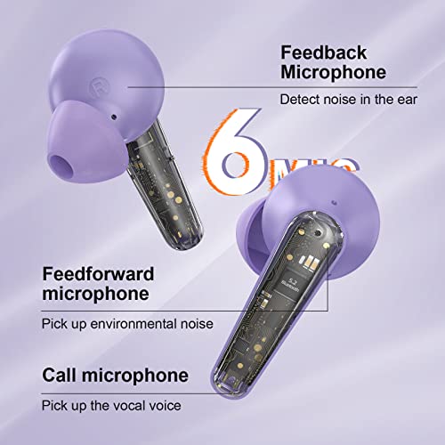 ASIMOM NC72 Active Noise Cancelling Wireless Earbuds, ANC Bluetooth Earbuds with 6-Mic Clear Call, True TWS, Multi-Mode, Deep Bass, Bluetooth 5.2, Compact Charging Case-Purple | The Storepaperoomates Retail Market - Fast Affordable Shopping
