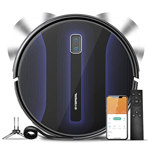 SYSPERL Robot Vacuum Cleaner 2600Pa, Self-Charging Robotic Vacuums Compatible with Alexa, APP, WiFi, Remote Control, Quiet Auto Cleaning Robot Ideal for Pet Hair, Hardwood Floor