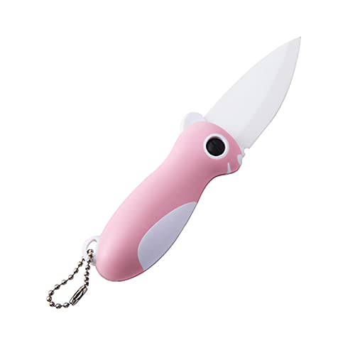 COLLMORE Ceramic Paring Knife – Small Folding Pocket Knife with 2.3in Sharp Blade – 1.3oz Mini Cute Portable Fruit Knife for Travel, Camping, Kitchen, Women, Men(Pink)
