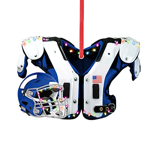 FYQCY DIY American Football Shoulder Pads & Helmet Pendant Christmas Ornament, Funny Hanging Crafts for Xmas Tree Car Rear Mirror Decoration, Home Room Party Decor, Holiday (A Blue, One Size)