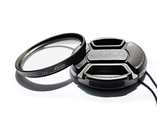 49mm Multi-Coated UV Protective Filter & 49mm Lens Cap Compatible for Canon M50II M100 M6 with EF-M 15-45mm Lens.(1+1 Pack)