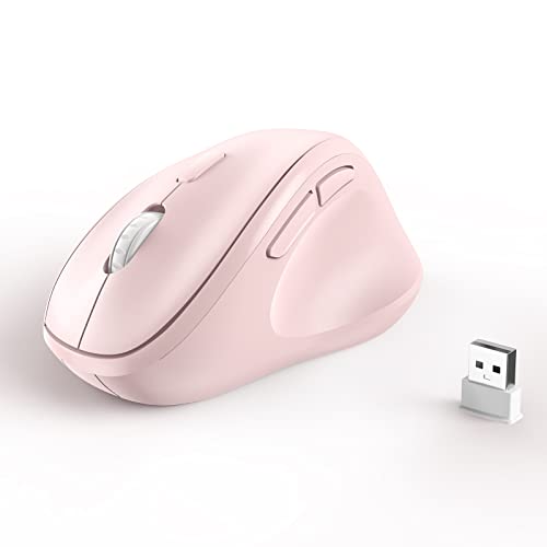 Ergonomic Wireless Mouse with USB Receiver for PC Computer, Laptop and Desktop, Ergo Mouse with Silent Clicks, About 16-Month Battery Life, Up to 1600 DPI & 1 AA Battery Powered, Pink | The Storepaperoomates Retail Market - Fast Affordable Shopping