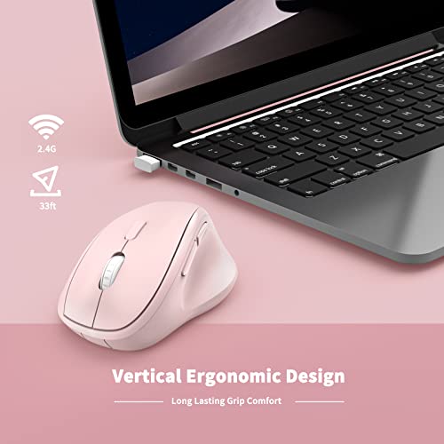 Ergonomic Wireless Mouse with USB Receiver for PC Computer, Laptop and Desktop, Ergo Mouse with Silent Clicks, About 16-Month Battery Life, Up to 1600 DPI & 1 AA Battery Powered, Pink | The Storepaperoomates Retail Market - Fast Affordable Shopping