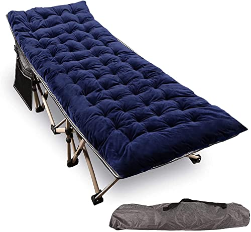REDCAMP Folding Camping Cots with Thicker Cot Pads for Adults 500lbs, Double Layer Oxford Strong Heavy Duty Wide Sleeping Cots for Camp Office Use, Portable with Carry Bag