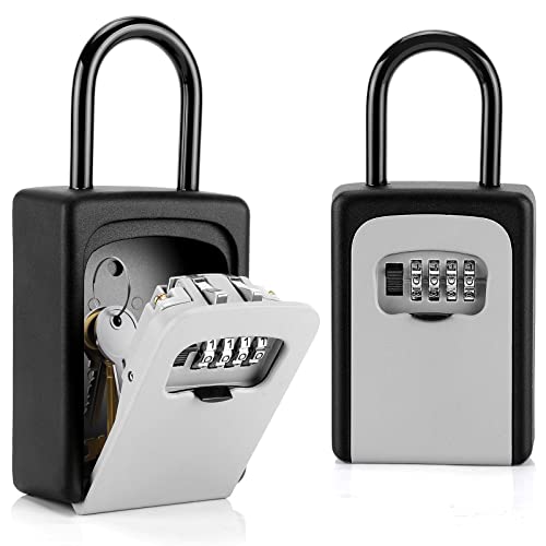 Key Lock Box, Combination Lock Box Wall Mounted Waterproof Key Storage Lock Box Waterproof Resettable Code House Security Lock Box for Outdoor & Indoor