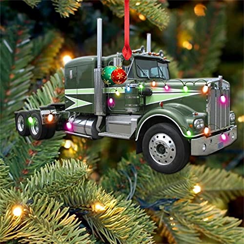 Christmas Truck Trailer Ornament with Hanging Lanyard- Wooden Christmas Ornaments Retro Truck Christmas Tree Auto Crafts Hanging Ornaments Pendants, Durable Home Holiday Hanging Xmas Decorations | The Storepaperoomates Retail Market - Fast Affordable Shopping