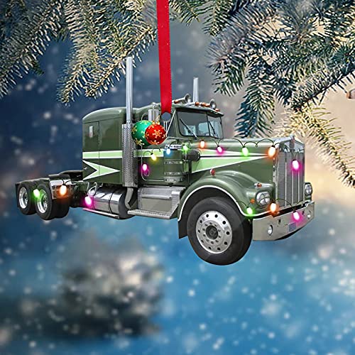 Christmas Truck Trailer Ornament with Hanging Lanyard- Wooden Christmas Ornaments Retro Truck Christmas Tree Auto Crafts Hanging Ornaments Pendants, Durable Home Holiday Hanging Xmas Decorations | The Storepaperoomates Retail Market - Fast Affordable Shopping