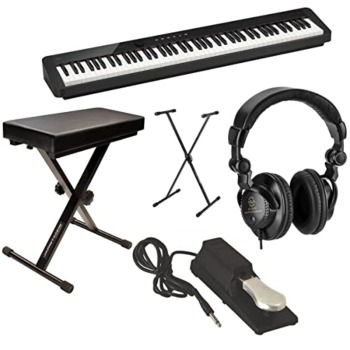 Casio PX-S1100 Privia 88-Key Slim Stage Portable Digital Piano with Bluetooth Adapter, Black Bundle with Studio Headphones, Keyboard Stand, Bench, Sustain Pedal | The Storepaperoomates Retail Market - Fast Affordable Shopping
