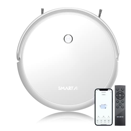 Robot Vacuum Cleaner, SmartAI G50E Robotic Vacuum Cleaner, 2600Pa Strong Suction, Self-Charging Vacuum Cleaner Robot, Good for Pet Hair, Low Pile Carpets, Hard Floors, APP & Voice Control