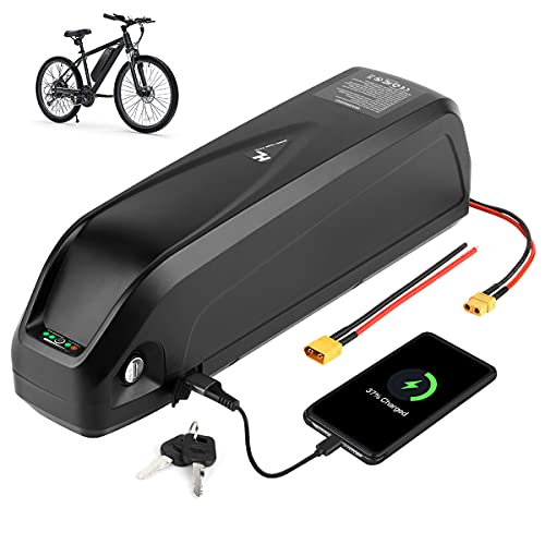 H HAILONG Ebike Battery 48v 15Ah for Electric Bike/Bicycle Motor Kit, 48 Volt Lithium Battery for 200W-1000W Motor with 54.6V 2A 3-Pin XLR Charger 30Amp BMS USB Charge Port and Battery Lock(48V 15ah)