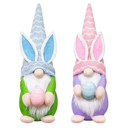 HBlife Easter Decorations 2Pcs Easter Bunny Gnomes with Egg, Handmade Spring Easter Gnomes Plush Doll, Easter Gifts for Kids/Women/Men, Easter Decorations for The Home Party -12.6 Inches
