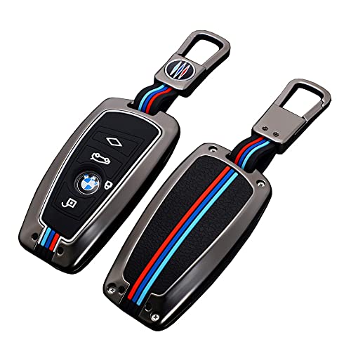 Horande Premium Zinc Alloy Metal Key Fob Cover Case Keychain fit for BMW 1 3 4 5 6 7 F Series X3 X4 X5 X6 M5 F10 F20 Keyless Entry Remote Control Key Fob (Gray)