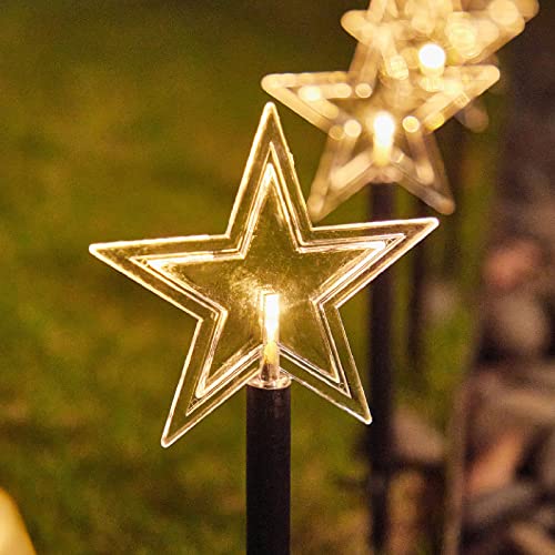 Star Solar Decorations Lights, Outdoor Waterproof Stake Lights Landscape Decorative Lights for Christmas, Wedding, Party, Tree, Room, Garden, Patio, Yard, Home ( Warm White )